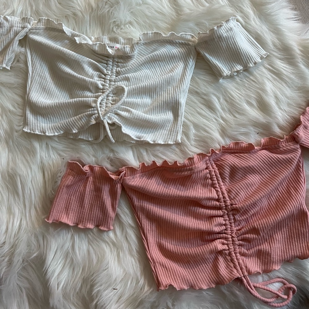 Set of 2 off the shoulder crop tops